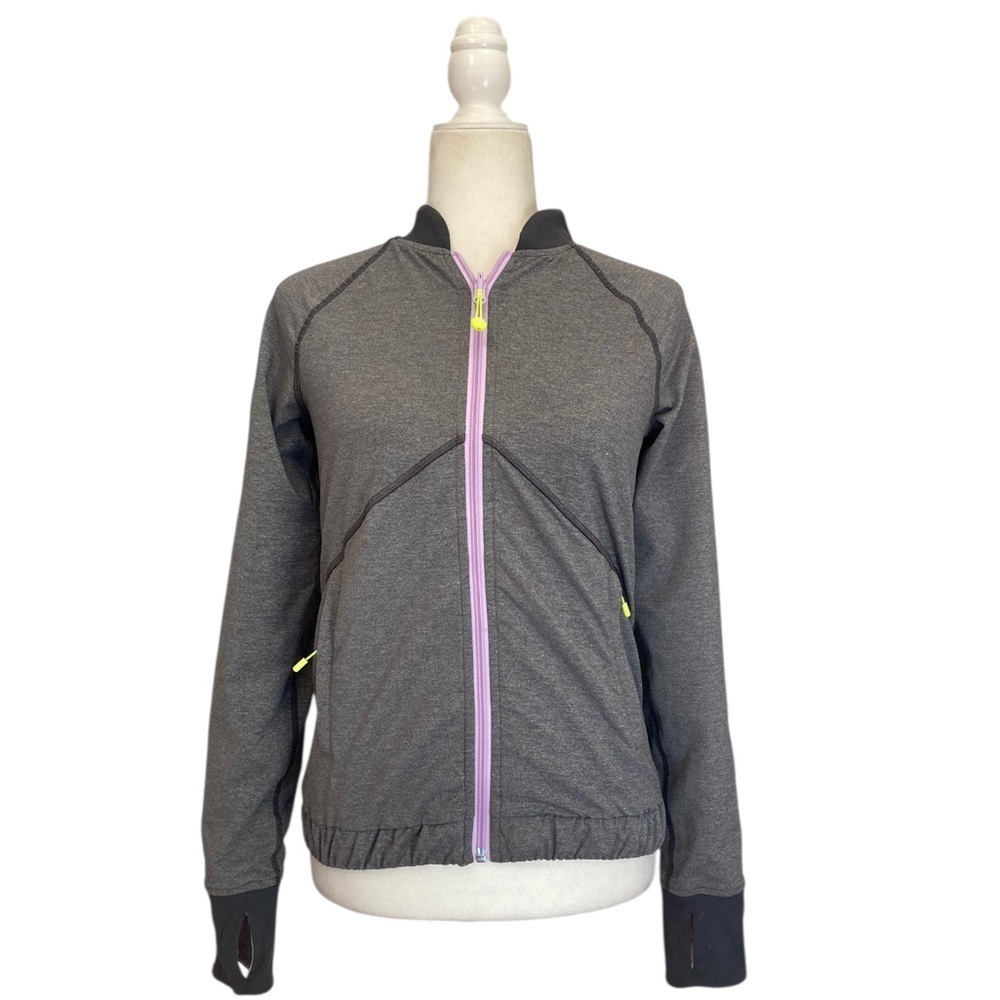 Lululemon Ivivva Girls Full Zip Reversible Jacket Gray Purple